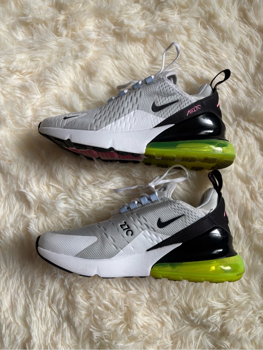 Nike Air Max 270 Womens Size 6 Gray Volt Pink Sneakers